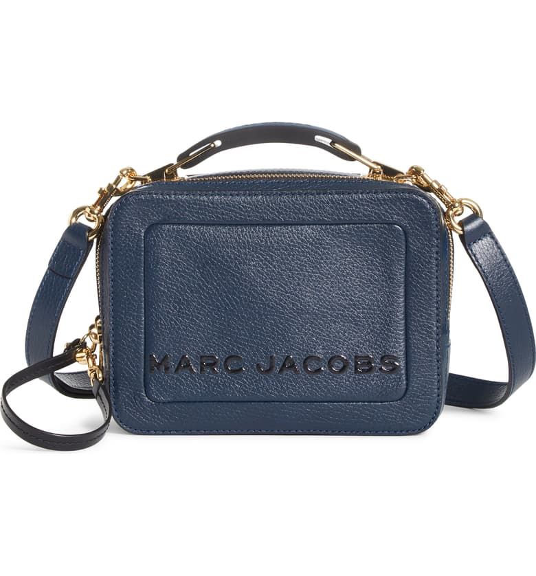 Marc Jacobs Textured Mini Box 20 Crossbody Bag Dark Blue Sea NWT! $350